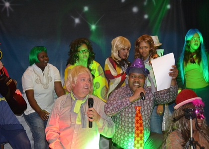 team singing karaoke